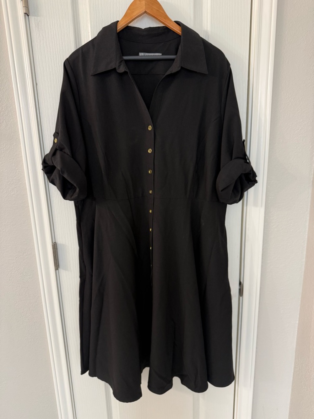 Black Button-Front Shirt Dress